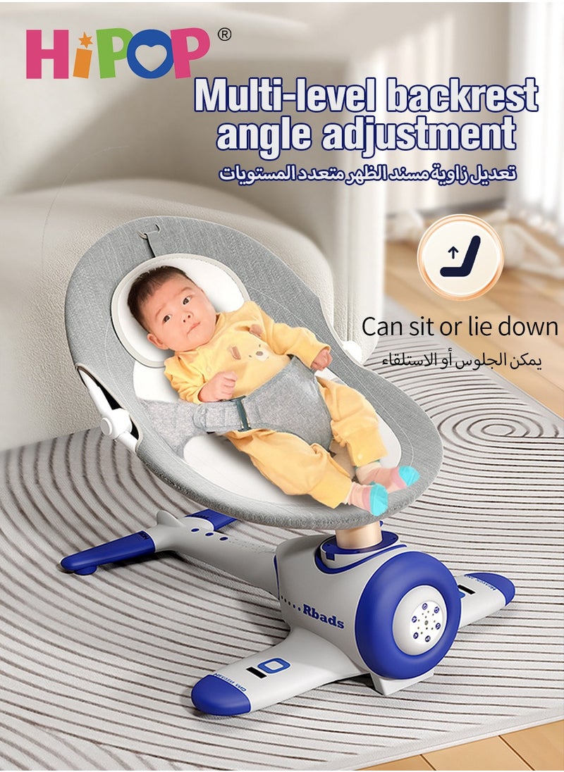 HIPOP - Electric Baby Rocking Chair,with Upgraded Stable Base and Remote Control Settings,Built-in Dinner Plate,Adjustable Backrest,Comfort Toy and Mosquito Net,Remote Control Bassinet Comfort Chair for New - Image 1