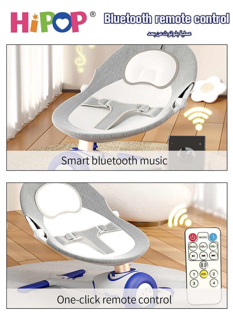 HIPOP - Electric Baby Rocking Chair,with Upgraded Stable Base and Remote Control Settings,Built-in Dinner Plate,Adjustable Backrest,Comfort Toy and Mosquito Net,Remote Control Bassinet Comfort Chair for New - Image 1