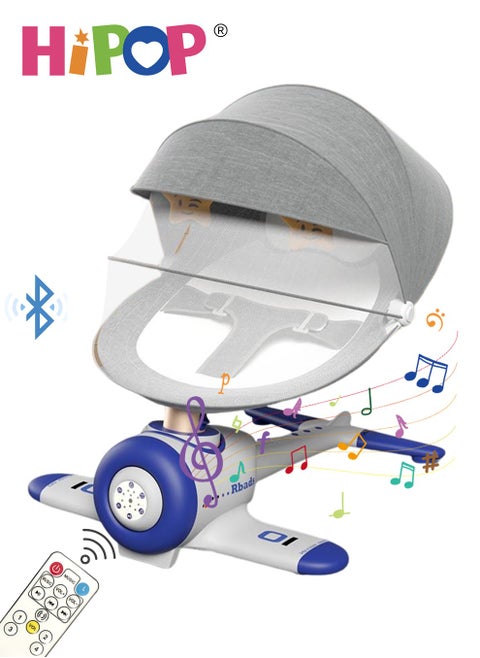 Electric Baby Rocking Chair,with Upgraded Stable Base and Remote Control Settings,Built-in Dinner Plate,Adjustable Backrest,Comfort Toy and Mosquito Net,Remote Control Bassinet Comfort Chair for New
