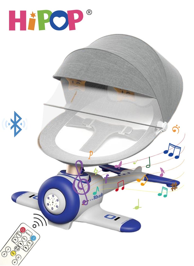 HIPOP - Electric Baby Rocking Chair,with Upgraded Stable Base and Remote Control Settings,Built-in Dinner Plate,Adjustable Backrest,Comfort Toy and Mosquito Net,Remote Control Bassinet Comfort Chair for New - Image 1