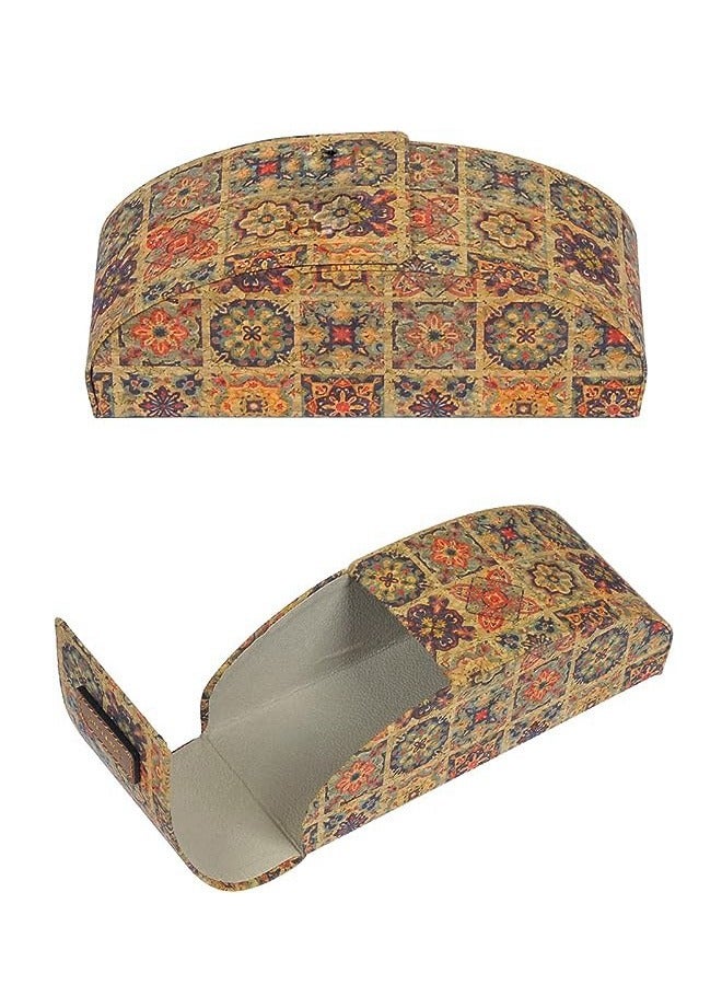 ماركة غير محددة حافظة نظارات بطباعة كلاسيكية بغطاء صلب، غطاء حافظة نظارات شمسية خشبية مصنوعة يدويًا مضادة للسقوط، حامل واقي للنظارات طويل النظر مع بطانة من الصوف  - Image 1