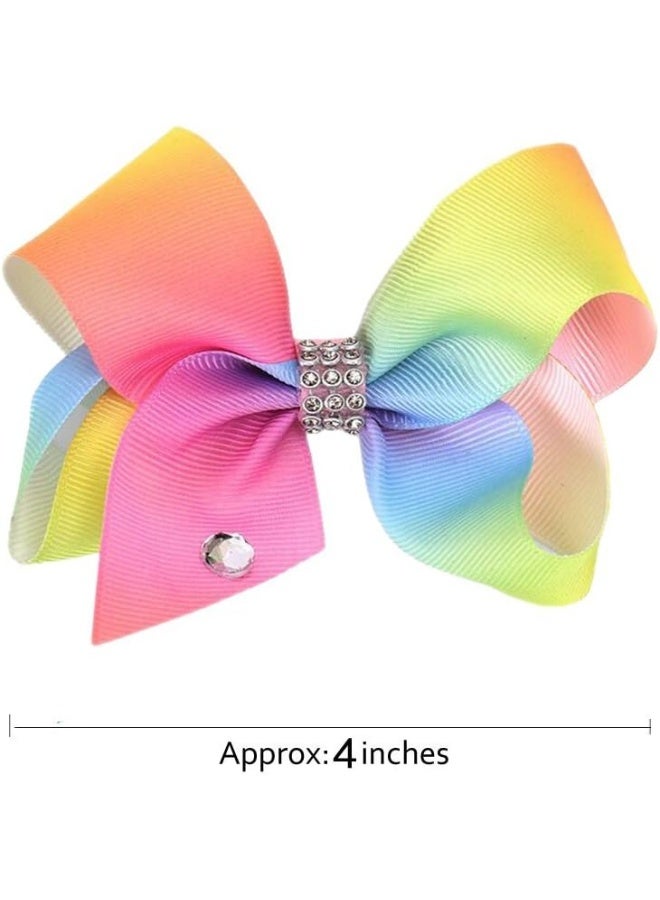 Patiky Baby Girls Clips Rainbow Ribbon Hair Bows Non Slip Alligator Clips 4 Inch - Image 2