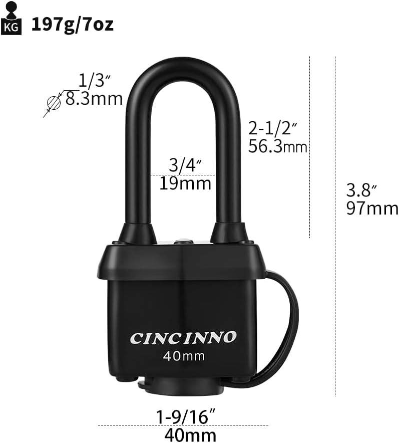 CINCINNO Heavy Duty Weatherproof Laminated Padlock with Key，2.2 Inch Long Shackle Pad Lock with Same Key for Door, Gate, Shed, Trailer, Storage, Chain, 12 Pack - Image 2