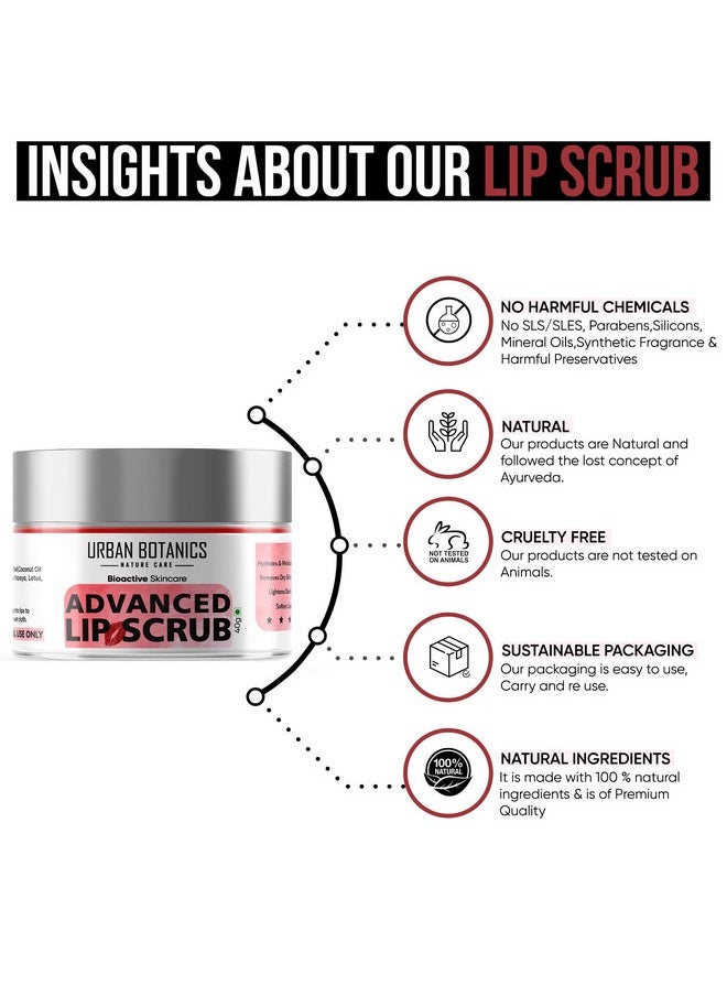 UrbanBotanics ® Advanced Lip Scrub Balm - Lightening And Brightening Dark Lips - Lip Scrub For Women & Men Smoker/Dry/Chapped Lip Care (Color : Red), 40 Grams  - Image 3