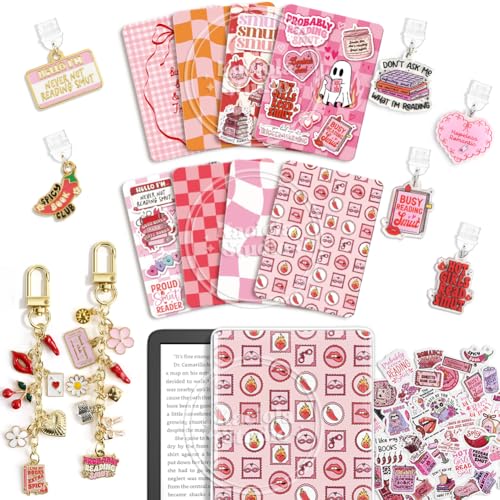 KACIOLA STUDIO 8PCS Inserts Set for E-reader, 6 Type C Charms and 2 Charm Chain with 50PCS Stickers for E-reader, 6.9"x4.8" Insert Smutty Theme for Paper White11th/12th, Gifts for Booklovers - Image 1