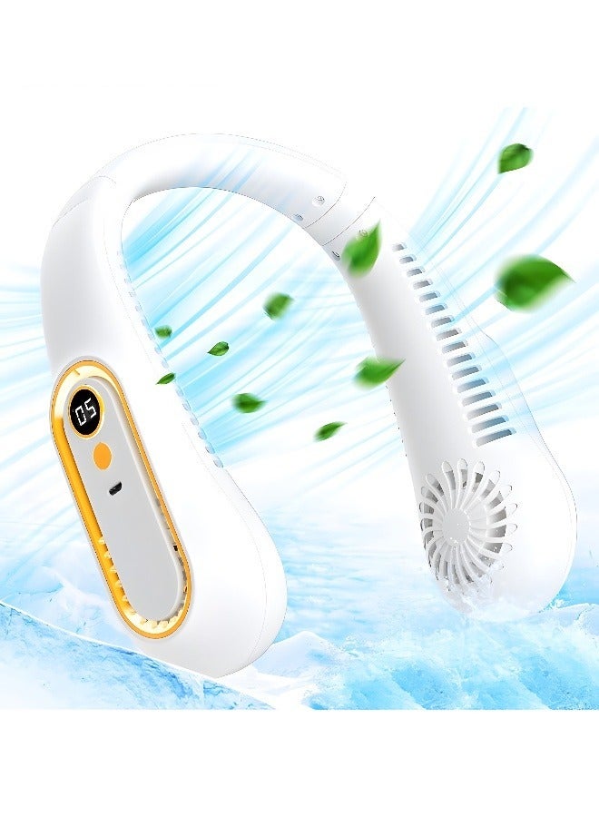 ميكسد مروحة رقبة محمولة بـ 5 سرعات، مراوح شخصية خالية من الشفرة قابلة لإعادة الشحن عبر USB، مروحة محمولة يمكن ارتداؤها تعمل بالبطارية للسفر، تصميم سماعة رأس بدون أوراق، مروحة تبريد شخصية للرقبة - Image 1