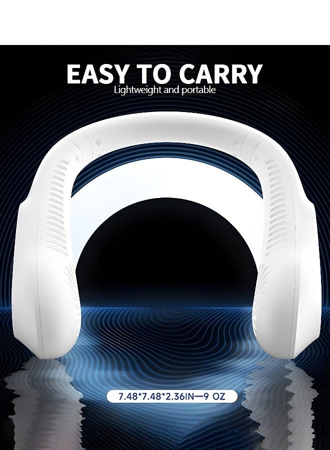 ميكسد مروحة رقبة محمولة بـ 5 سرعات، مراوح شخصية خالية من الشفرة قابلة لإعادة الشحن عبر USB، مروحة محمولة يمكن ارتداؤها تعمل بالبطارية للسفر، تصميم سماعة رأس بدون أوراق، مروحة تبريد شخصية للرقبة - Image 5