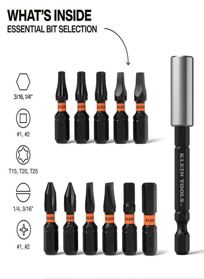 Klein Tools 33801S Impact Driver Bit Set, 12-Piece, S2 Steel, MODbox Compatible Storage Case, Magnetic Bit Holder, Professional Driver Bits - Image 2