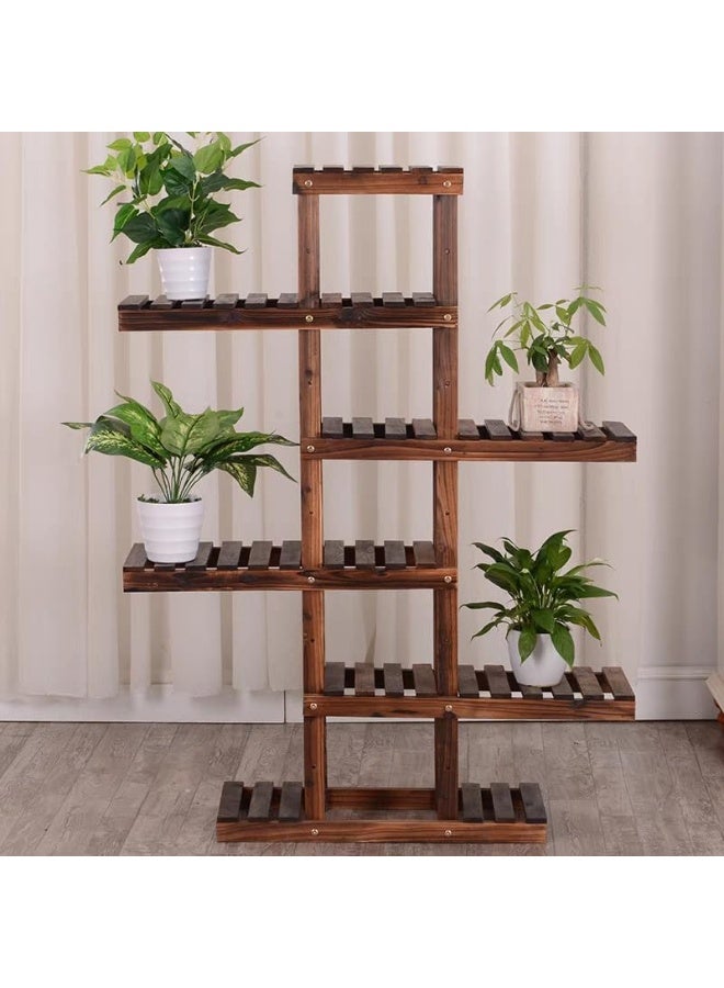 لينجوي حامل نباتات خشبي، رف نباتات داخلي 81 × 125 × 25 سم، رف نباتات مكون من 5 طبقات لنباتات متعددة، حامل عرض أواني نباتات طويلة - Image 1