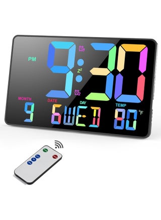 Digital Wall Clock, 10.98" LED Digital Alarm Clock Large Display with Temperature, Auto Dimmable, Calendar, Remote Control, Plug in Desk Clocks for Heavy Sleepers Bedrooms Office Decor - pzsku/Z80A843A42F881A3850EFZ/45/_/1717309832/01a93cc0-4ebb-4348-a319-c7e6c9eae353
