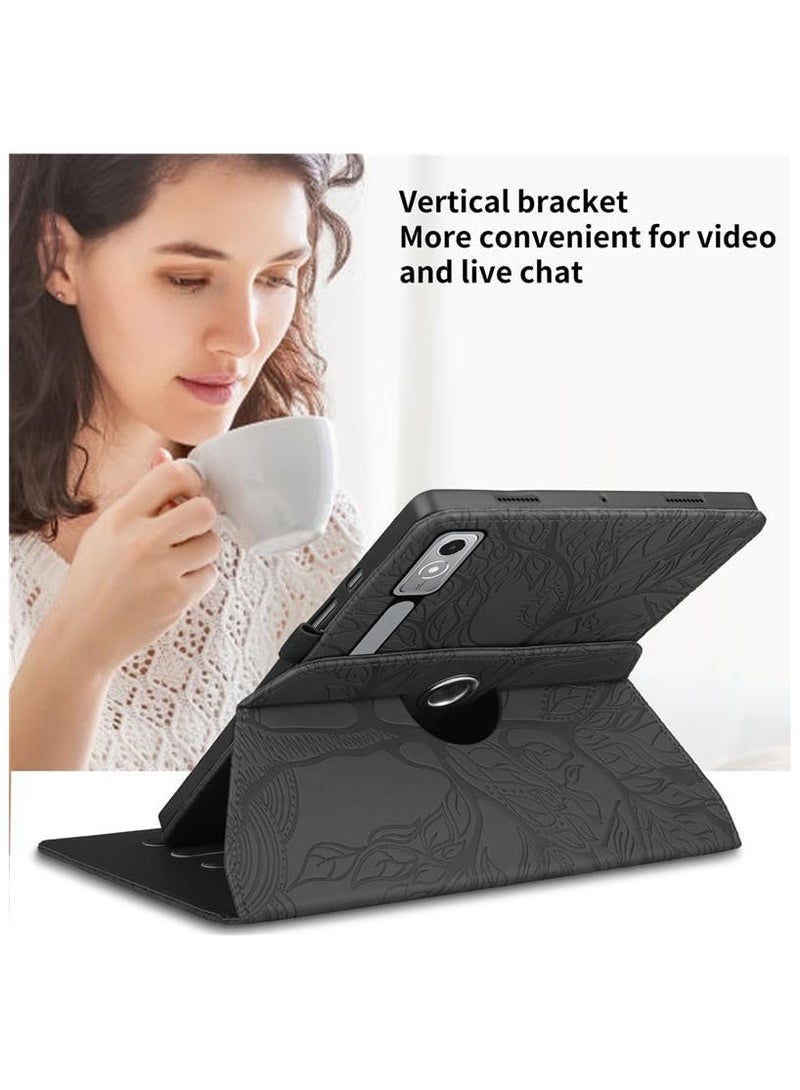 Lenovo Tab P12 12.7 inch 2023 (TB-370FU/TB-371FC) Tree of Life Tablet Case, TPU + PU Leather 360 Degree Rotative Kickstand Cover with Auto Wake/Sleep - Image 3