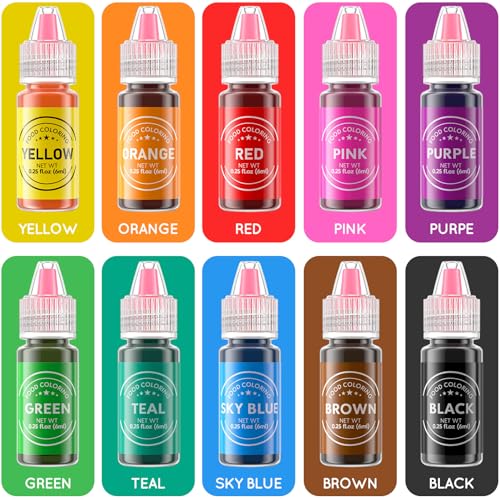 Cherrysea Food Coloring Liquid 10 Colors for BakingCherrysea Food Grade Cake Food Coloring Set for HalloweenFondantCookiesIcingEaster Egg Dessert Decorating Making DIY Supplies Kit 025 Fl oz 6 - Image 5