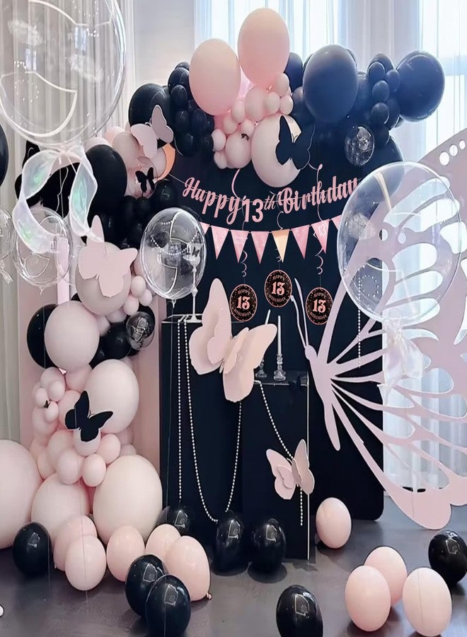 Hapdoo 13th Birthday Decorations for Girls Set - Happy 13th Birthday Banner Triangle Flag Hanging Swirls Streamers for Birthday Party Decorations Supplies, Rose Gold - Image 5