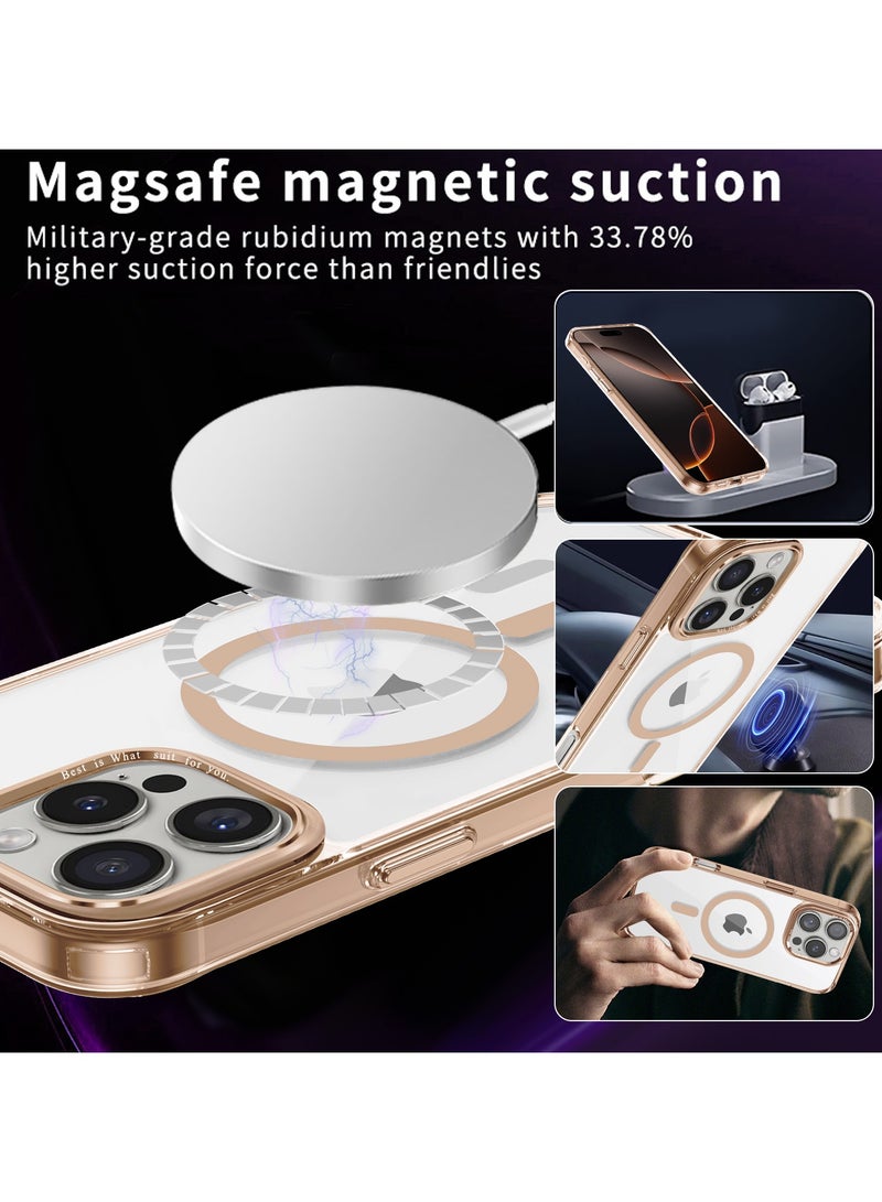 ICARLUS For Apple iPhone 16 Pro Max Case Compatible with MagSafe TPU+PC Anti-Scratch Cover - Gold - Image 2