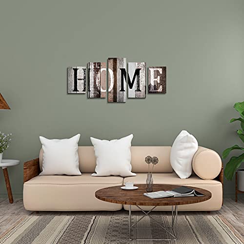 LUDUHU Home Canvas Print Wall Art - 5 Piece Sweet Home Signs, Black and White Quotes, Modern Family Wall Decor (G, Oversize 40x20inch) - Image 2