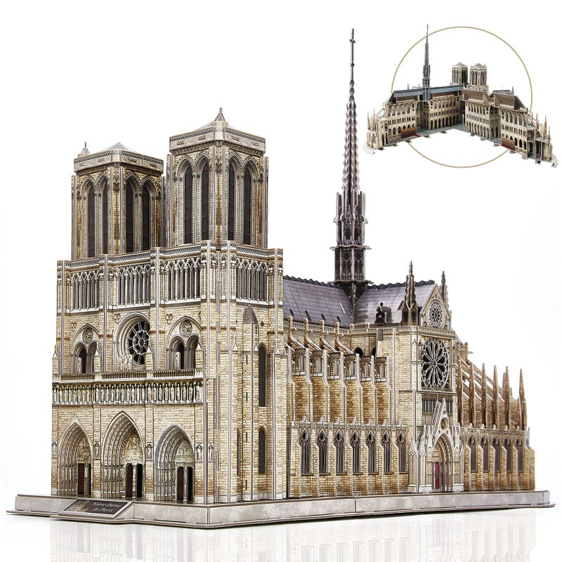 CubicFun 3D Puzzle for Adults Moveable Notre Dame de Paris Church Model Kits Large Challenge French Cathedral Brain Teaser Architecture Building, 293 Pieces Christmas Decorations - Image 1