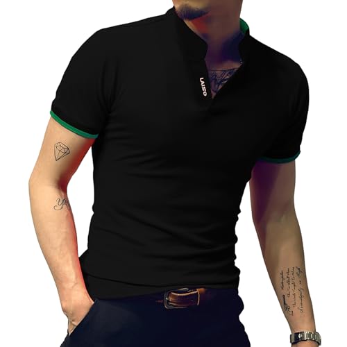LOGEEYAR Mens Short-Sleeve Slim Fit Cotton Pique Polo Shirt,X-Large,1-black - Image 2