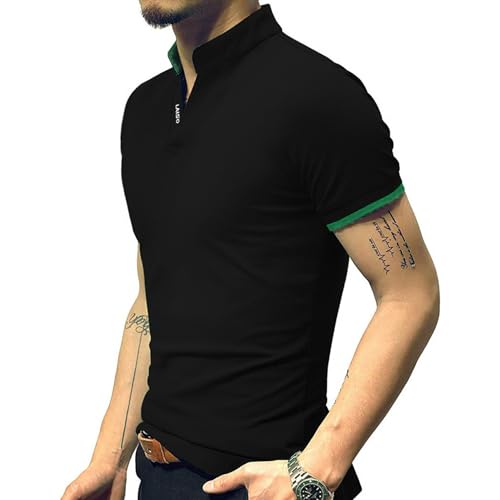 LOGEEYAR Mens Short-Sleeve Slim Fit Cotton Pique Polo Shirt,X-Large,1-black - Image 5