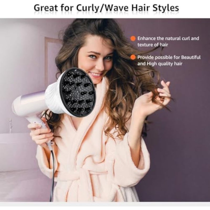 Universal Hair Diffuser Attachment for Curly, Wavy, Thick and Natural Hair - Professional Blow Dryer Diffuser with Honeycomb Element, 1.4-3 Inch Adjustable Nozzle Fits Most Dryers - Image 3