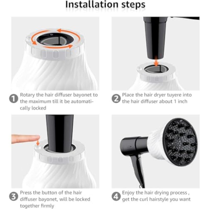 Universal Hair Diffuser Attachment for Curly, Wavy, Thick and Natural Hair - Professional Blow Dryer Diffuser with Honeycomb Element, 1.4-3 Inch Adjustable Nozzle Fits Most Dryers - Image 4