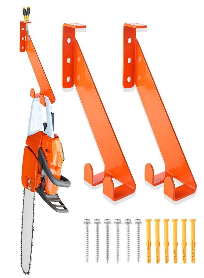 iulrtba 3 in 1 Chainsaw Holder 10" - Heavy Duty Chainsaw Wall Mount, 10 Gauge Steel Chain Saw Hanger for Garage Organization, Hefty Rack Storage Organizer for Chainsaw Accessories and Tools, 180lbs Capacity - Image 1