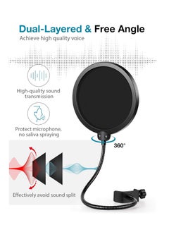 InnoGear InnoGear Microphone Stand Mic Boom Arm for Blue Yeti HyperX QuadCast S SoloCast Snowball Fifine K669B and other Mic, with Shock Mount Windscreen Pop Filter Mic Clip Holder Cable Ties, Medium  - Image 5