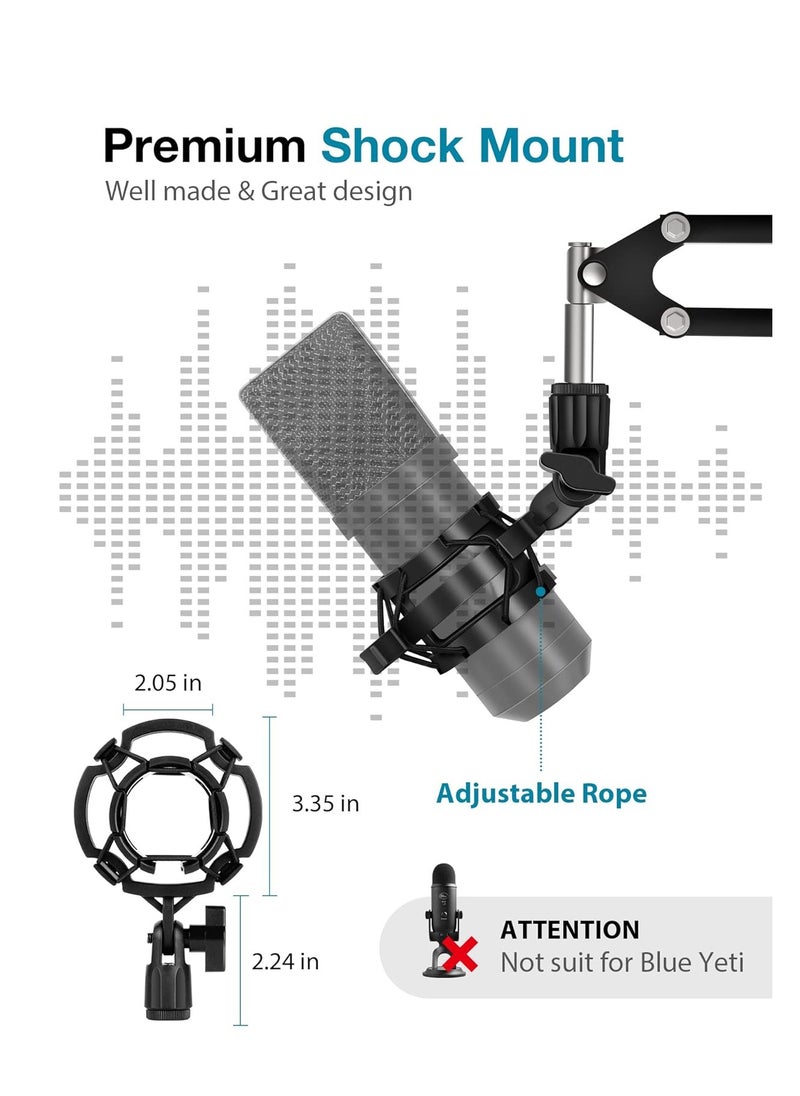 InnoGear - InnoGear Microphone Stand Mic Boom Arm for Blue Yeti HyperX QuadCast S SoloCast Snowball Fifine K669B and other Mic, with Shock Mount Windscreen Pop Filter Mic Clip Holder Cable Ties, Medium - Image 1