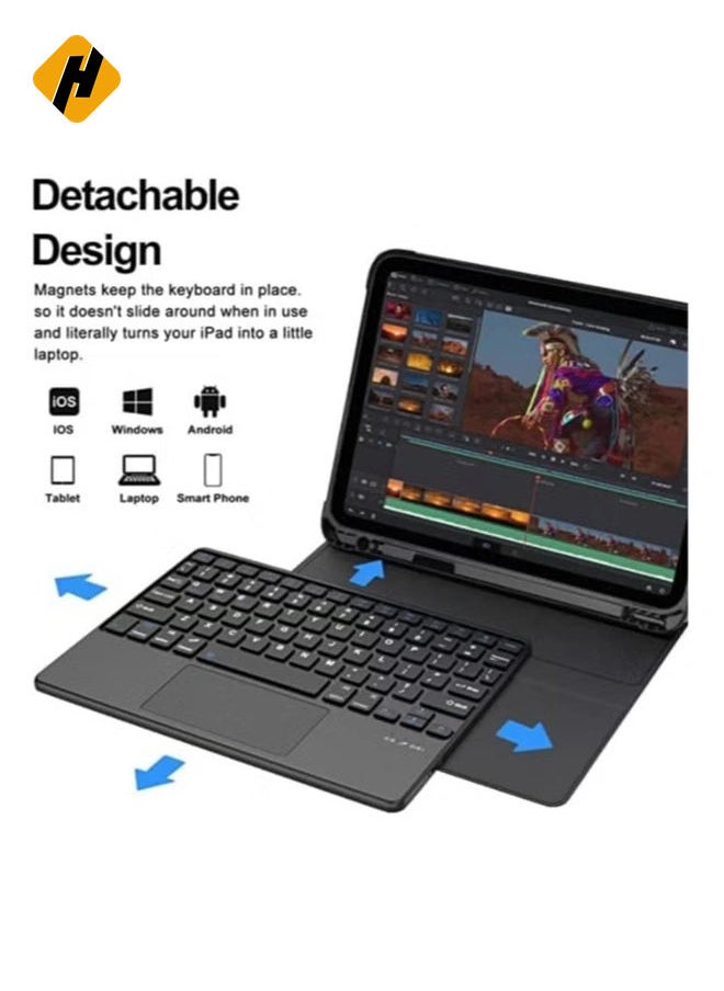 HuHa Smart and Stylish: iPad 10.9 Keyboard Case with Wireless Detachable Trackpad and Protective Folio for the 2022 Model  - Image 5