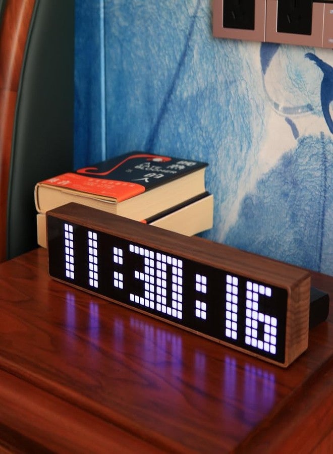 Adventurers Digital Alarm Clocks for Bedrooms, Black Walnut Clocks for Living Room with Big Numbers,Auto Brightness,Adjustable Alarm Volume,Auto DST,Temperature, Humidity, Air Pressure - Image 4
