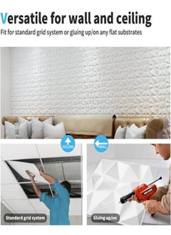Generic 10 Pack 3D Wall Panels, 50 x 50cm PVC Waterproof Diamond Textured Wallpaper, Modern Decor Wall Tiles for Living Room Bedroom Hotel Office  - Image 4