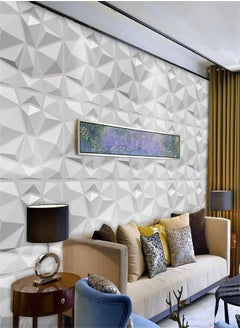 Generic 10 Pack 3D Wall Panels, 50 x 50cm PVC Waterproof Diamond Textured Wallpaper, Modern Decor Wall Tiles for Living Room Bedroom Hotel Office  - Image 5