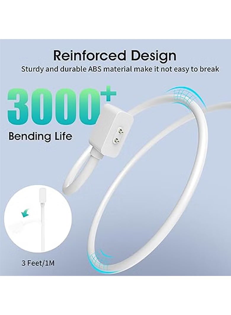 K-Snake Smartwatch Charger Compatible with XiaoMi Band 10/Band 9/8 Pro/Active/Mi Watch 4/3 Active, Magnetic USB Charging Cable 3.3ft, Replacement Charging Cable Cradle Accessories fit XiaoMi Band 10/9/8 Pro - White - Image 5