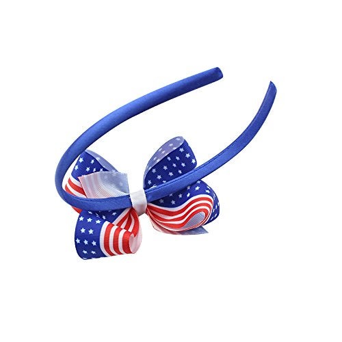 BinaryABC 4th of July Headband,American Flag Bow Headband,Patriotic Headband,Memorial Day Independence Day Party Decorations,2Pcs - Image 4