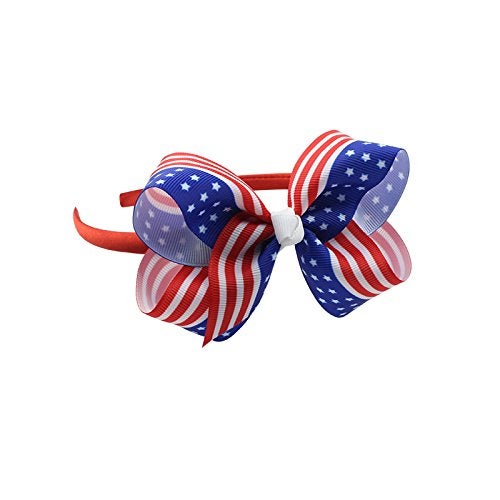 BinaryABC 4th of July Headband,American Flag Bow Headband,Patriotic Headband,Memorial Day Independence Day Party Decorations,2Pcs - Image 2