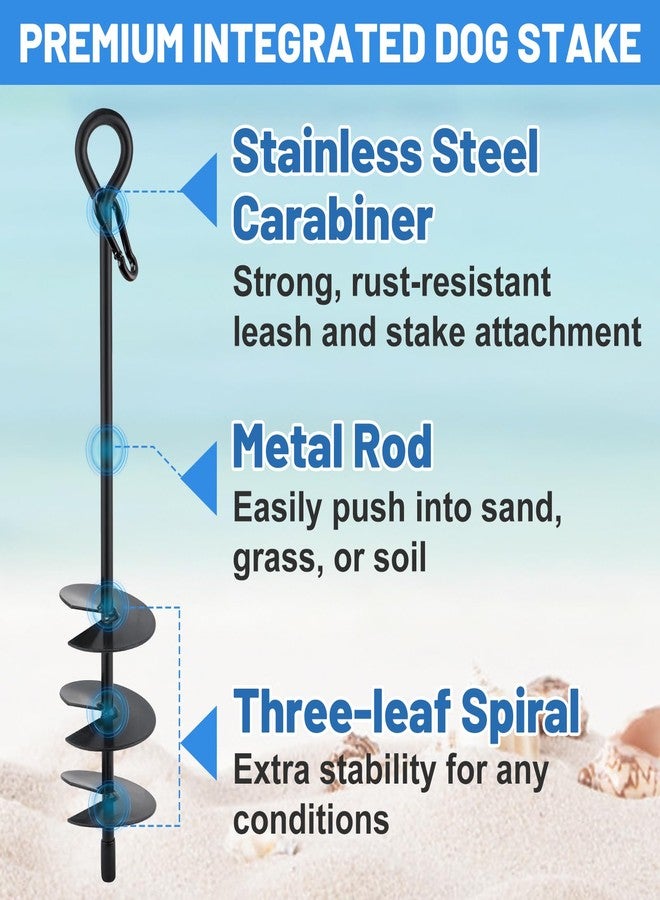 Bigmeta Dog Tie Out Stake for Dogs Up to 250 lbs - Heavy Duty Dog Camping Yard Park Beach Essentials Accessories for All Cable Leash Chain - Image 3