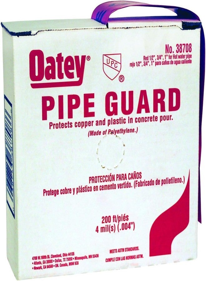Oatey 38708 Pipe Guard Tape, 4 Mil Sleeve, Polyethylene, 1/2-Inch, 3/4-Inch, 1-Inch, Red - Image 1