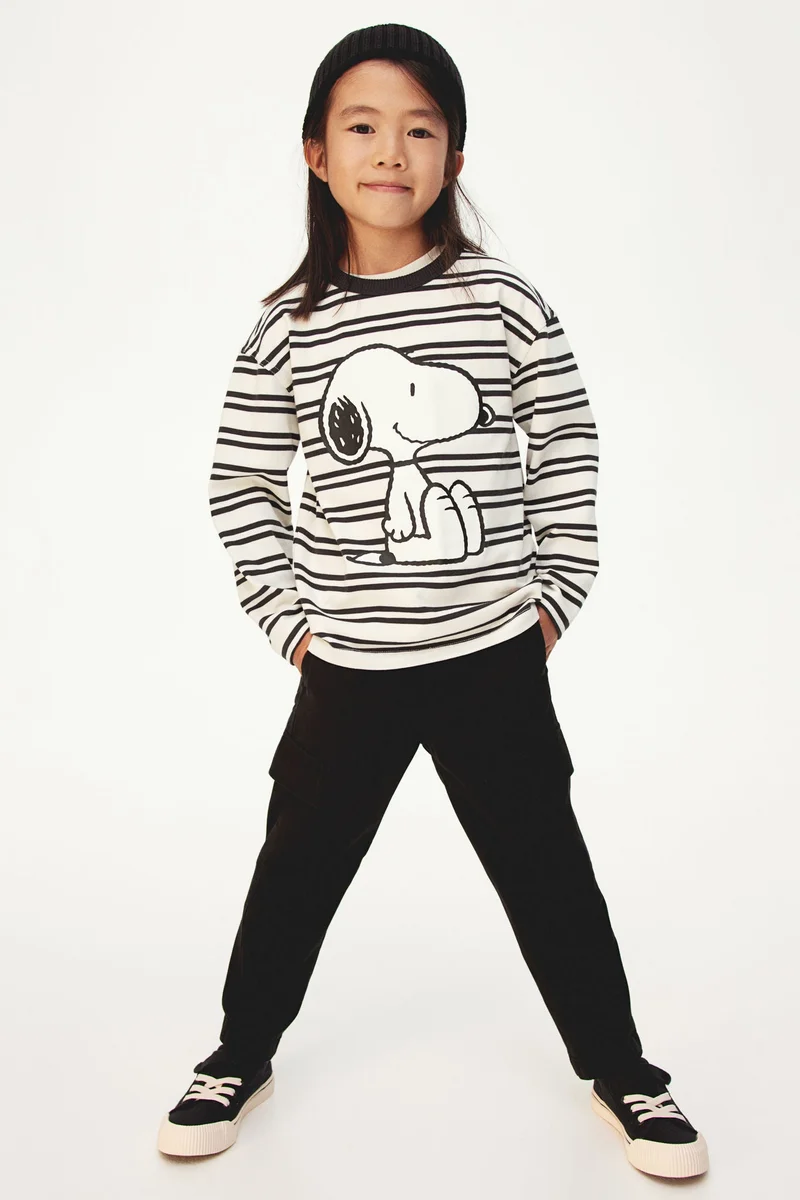 H&M Printed Long-Sleeved Jersey Top