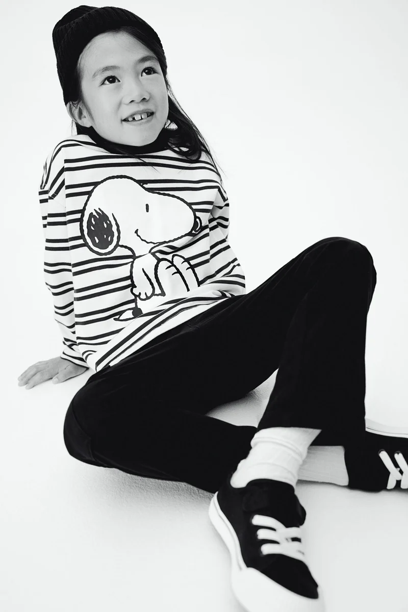 H&M Printed Long-Sleeved Jersey Top