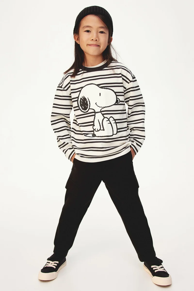 H&M Printed Long-Sleeved Jersey Top