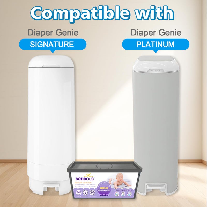 SOHBCLE Refills Compatible with Genie Easy Roll Signature Diaper Pail and Platinum Diaper Pail, Upgraded 90 Bags Hold up to 4200 Newborn Diapers, Extra Thickness Powerful Odor Control, Unscented - Image 3