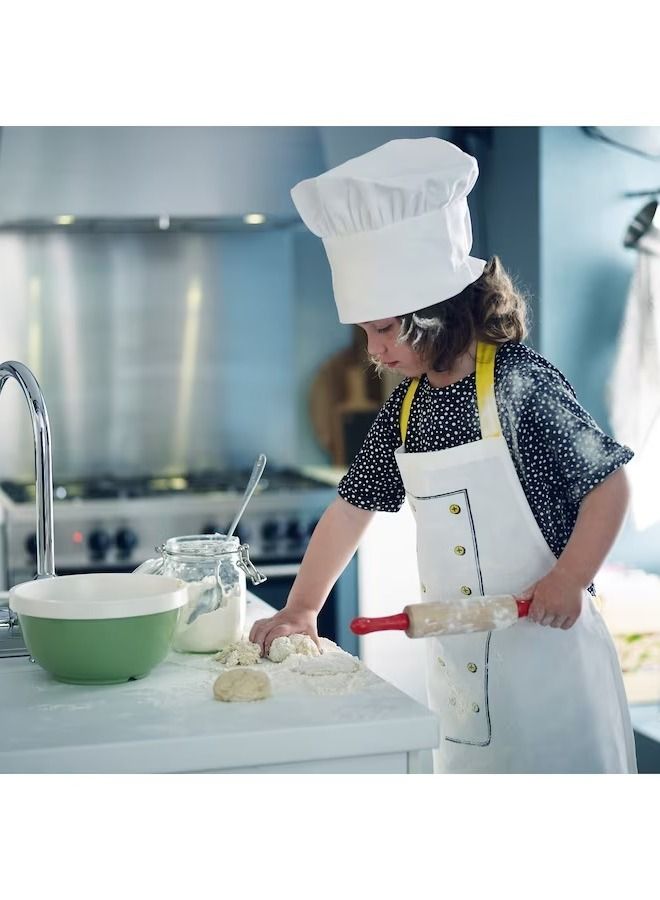 TOPPKLOCKA Children’s apron with chef’s hat, white/yellow  - Image 3