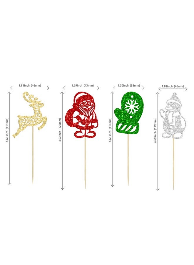 Ephlyn 24Pcs Christmas Cupcake Toppers Glitter Christmas Santa Claus Snowman Reindeer Gloves Cupcake Picks Baby Shower Christmas Theme Birthday Party Cake Decorations Supplies - Image 2