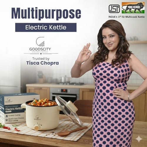 Goodscity Multipurpose Electric Kettle with Ceramic Coating 1.2L| Multi Cooker Kettle Boil, Steam, Fry, Saute|Multi Cook for Water, Egg, Tea,Soup,Coffee,Babyfood| Hostel,Travelling| 600W|1Year Waranty - Image 2