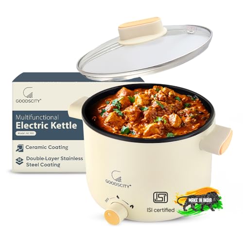 Goodscity Multipurpose Electric Kettle with Ceramic Coating 1.2L| Multi Cooker Kettle Boil, Steam, Fry, Saute|Multi Cook for Water, Egg, Tea,Soup,Coffee,Babyfood| Hostel,Travelling| 600W|1Year Waranty - Image 1