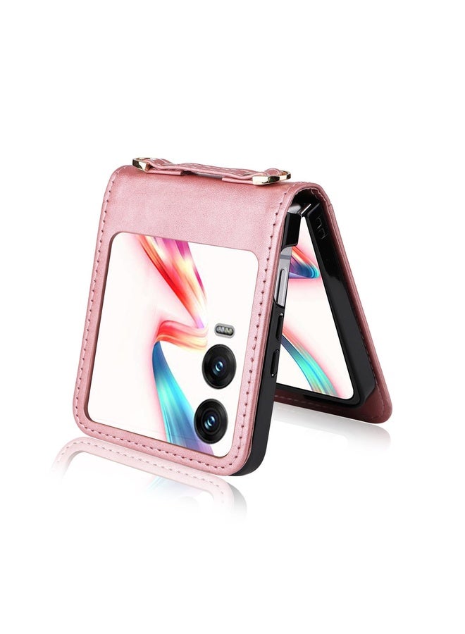HuHa Case Cover For Infinix Zero Flip Crossbody Card Bag PU Folding Phone Case(Pink) - Image 4
