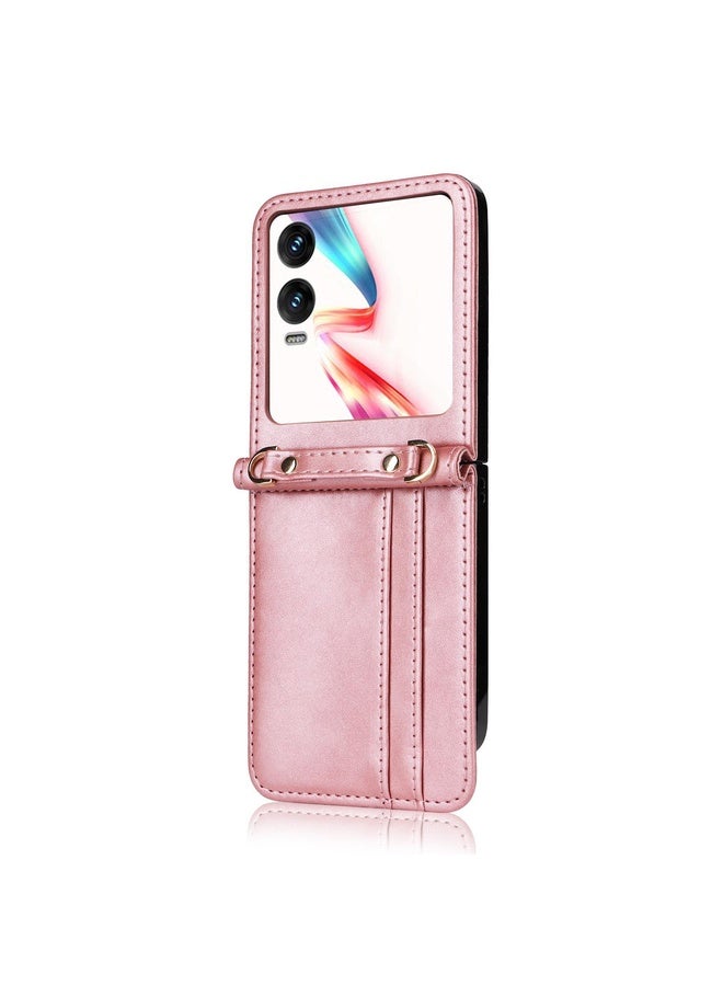 HuHa Case Cover For Infinix Zero Flip Crossbody Card Bag PU Folding Phone Case(Pink) - Image 2