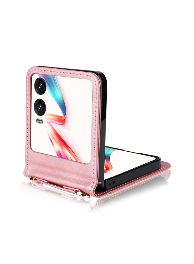 HuHa Case Cover For Infinix Zero Flip Crossbody Card Bag PU Folding Phone Case(Pink) - Image 3