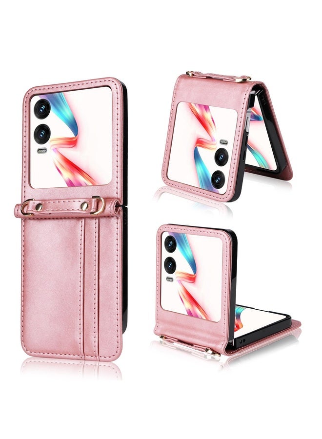 HuHa Case Cover For Infinix Zero Flip Crossbody Card Bag PU Folding Phone Case(Pink) - Image 1