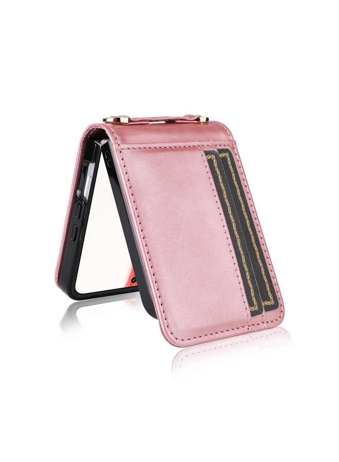 HuHa Case Cover For Infinix Zero Flip Crossbody Card Bag PU Folding Phone Case(Pink) - Image 5