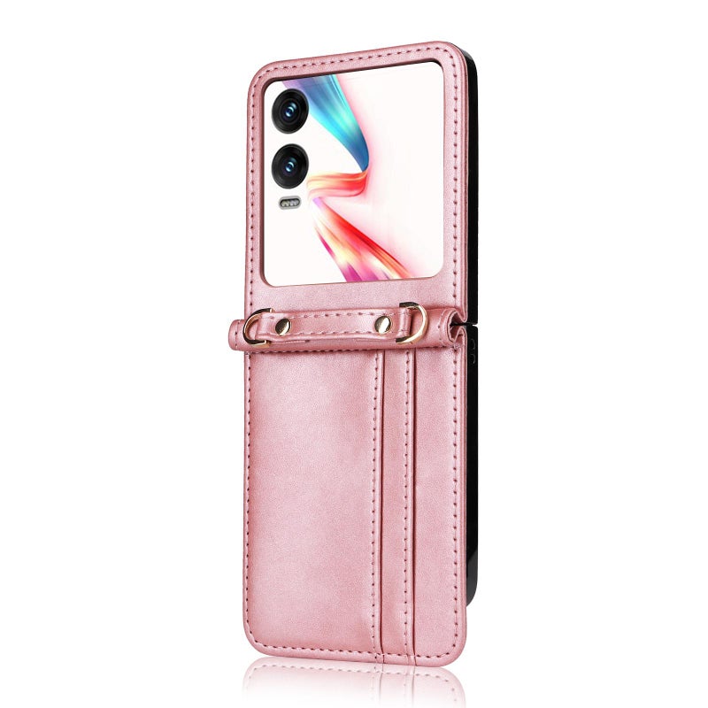 HuHa Case Cover For Infinix Zero Flip Crossbody Card Bag PU Folding Phone Case(Pink) - Image 2